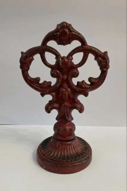 Vintage Wrought Iron Red Finial. Decorative. Naturally Distressed. 3