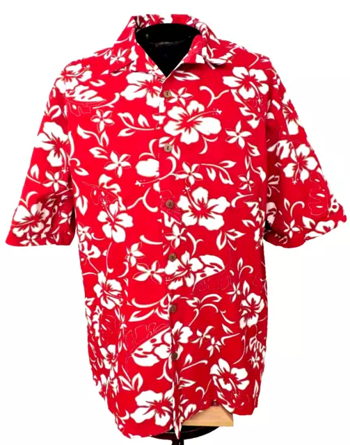 HILO HATTIE THE Hawaiian Original Camp Shirt Men XL Red Floral 100% ...