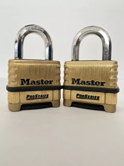 2 Pack Master Lock 1175 Combination Padlock, Bottom Black, Silver and Brass NEW