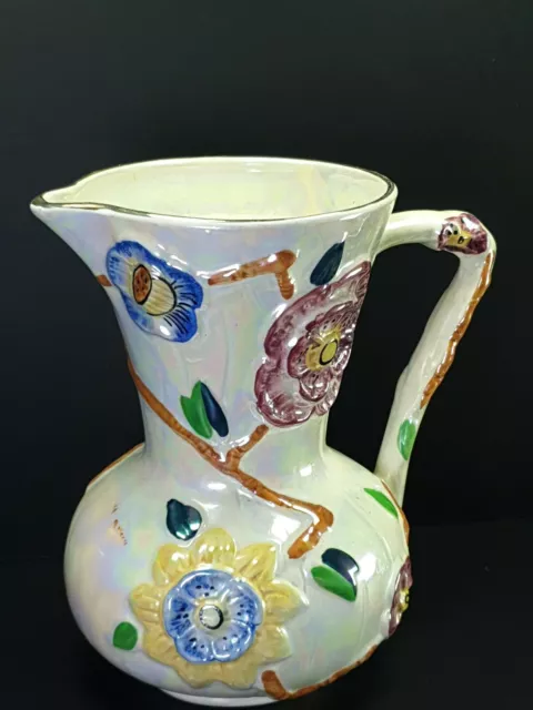 Beautiful Art Deco Pearl Arthur Wood Pottery Ceramic Jug  8" 20cm Floral