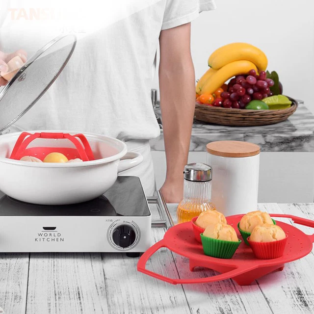 Estante para olla a presión con inserto de vapor de cocina