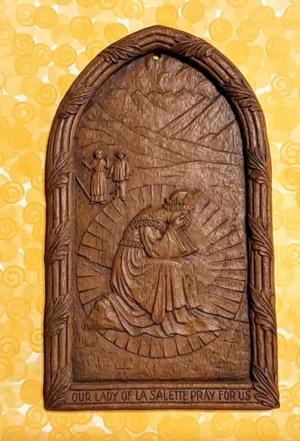 Barwood Faux Wood Resin Wall Mount Plaque Our Lady of La Salette Pray For Us