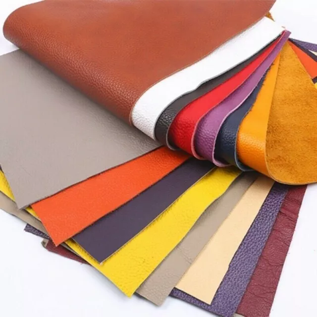 DIY First Layer Hide Cut Real Genuine Leather Fabric Scrap Lychee Pattern Craft 3