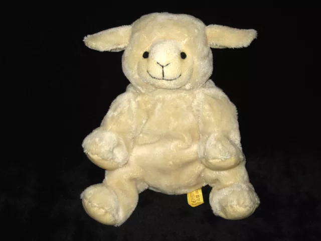 Doudou Peluche Mouton Agneau assis écru beige noir Nicotoy petites billes 20 cm
