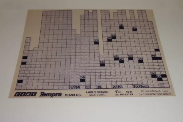 Microfiche Spare Parts Catalog Fiat Tempra Mq/ 93 Ds. Stand 12/1994