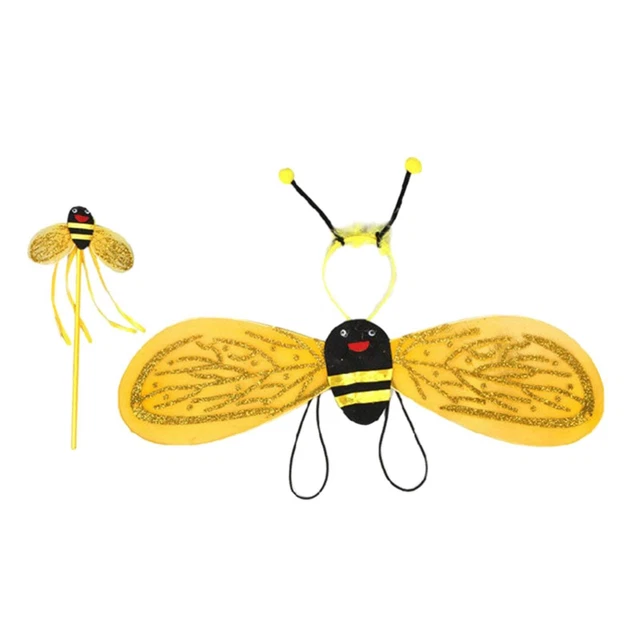Costume D'abeille Pour Enfant – Ailes Jaunes Et Bandeau Antennes – Doux, Léger, Pour Halloween, Fêtes à Thème, Cosplay