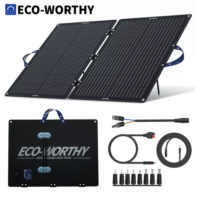 100W Watt 12V Portable Foldable Solar Panel Kit Camping Charger Power Station RV