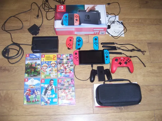 Nintendo Switch 32 GB Console - Neon Blue/Red bundle, Docking Station + 5 Games