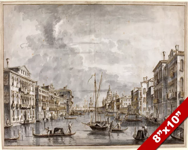 The Grand Canal Of Venice Italy Watercolor Painting Art Real Canvas Giclee Print