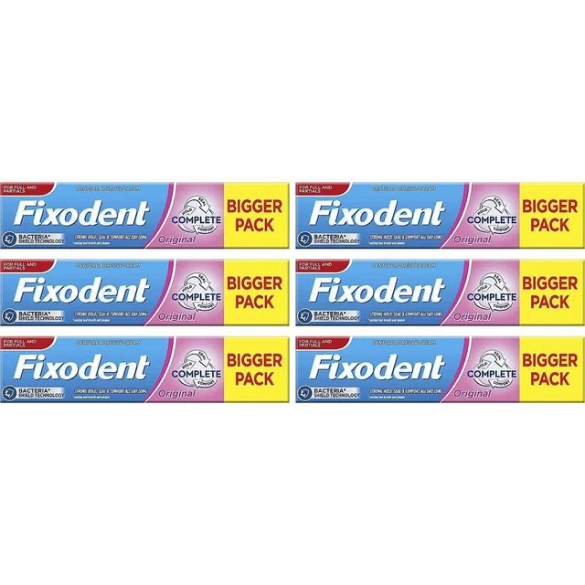 Fixodent Completo Original Adhesivo para Dentadura Crema - 65g - Pack De 6