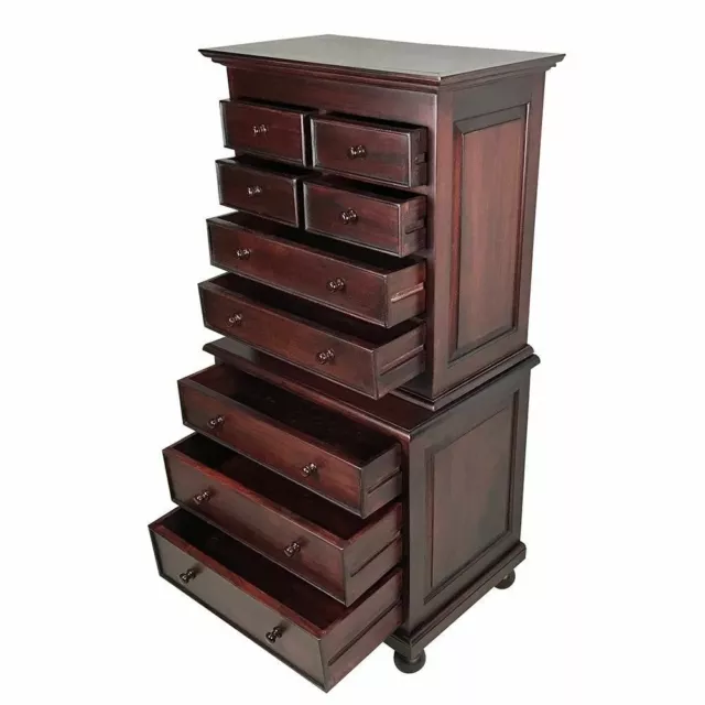 Solid Mahogany Wood Chest 9 Drawers / Bedroom Furniture Antique Victorian Style