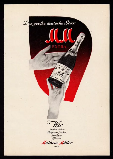 3w6592/ Alte Reklame von 1959 – MM Extra – Der große deutsche Sekt.