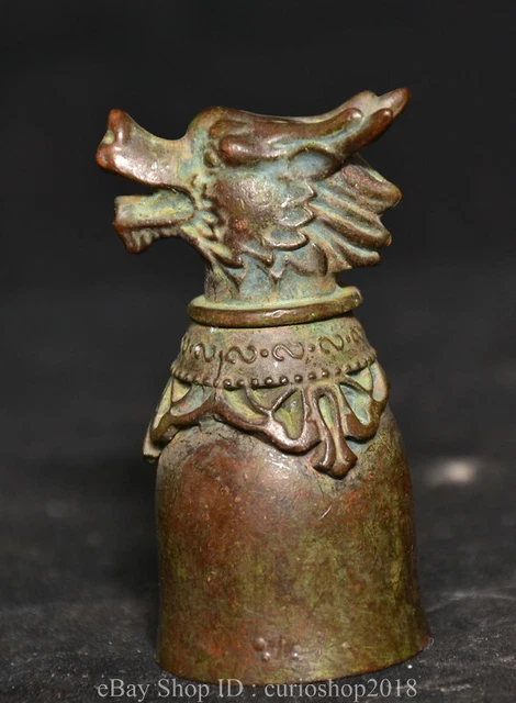 2.6 " Collect Old China Bronze Fengshui Animal Dragon Head Wine Cup Wineglass