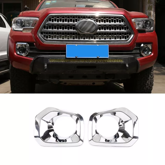 ABS Chrome Front Fog Light Lamp Cover Trim For Toyota Tacoma 2016-2022