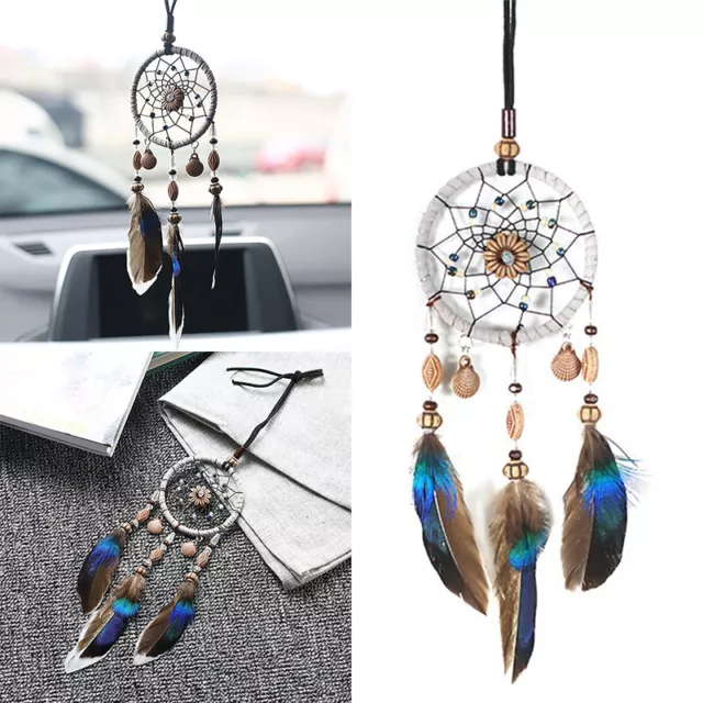 Brown Handmade Dream Catcher Feather Wall Car Hanging Decoration Ornament Decor