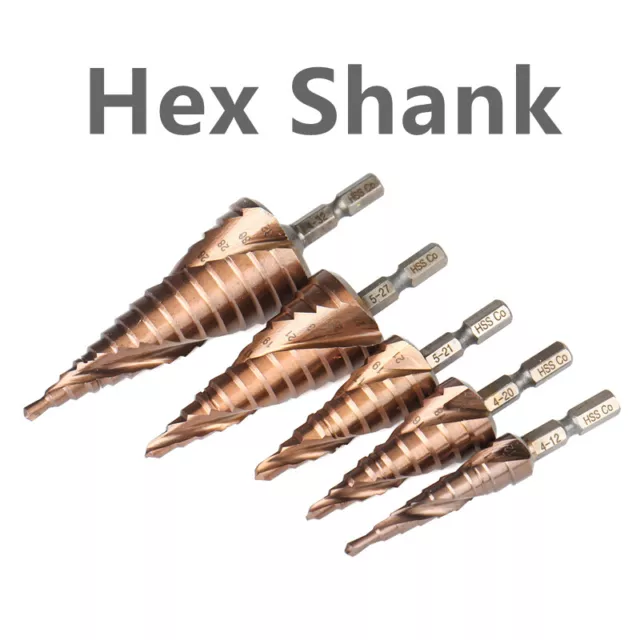 1PC Drill Bit Set Titanium Nitride Coated Steel Step Quick Change 1/4 Shank HSS