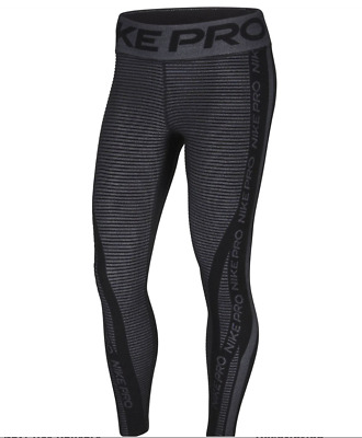 Nike Donna Pro Hyperwarm Sport Pantaloni Tuta Collant Nero Grigio Taglia M Nuovo