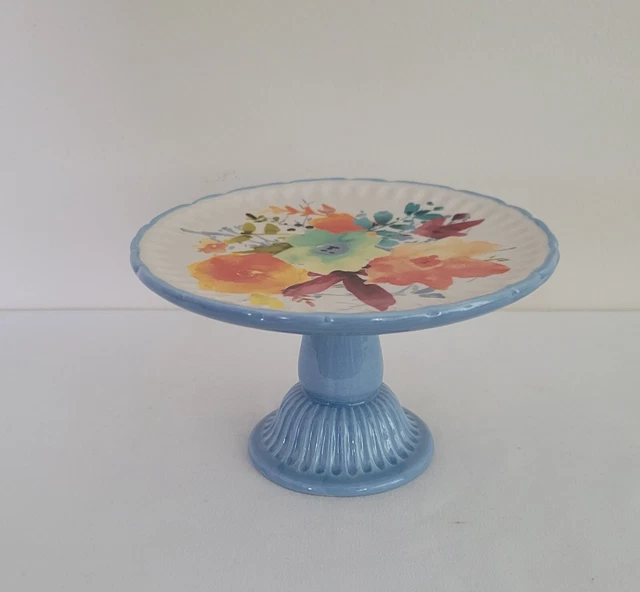 Pioneer Woman Mini Cake Cupcake Stand Retired Willow Great Condition 3.5x5.8”
