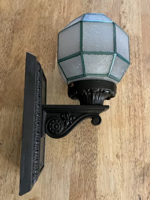 1890’s Antique Cast Iron Wall Sconce Porch Light Gothic Mission Light Fixture