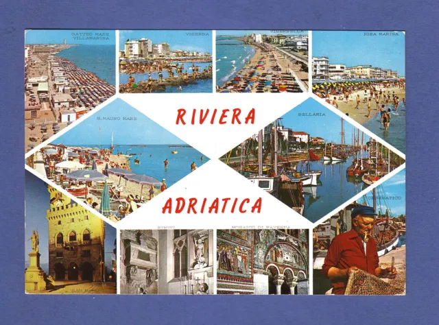 Cartolina Riviera Adriatica vedute viaggiata 1974