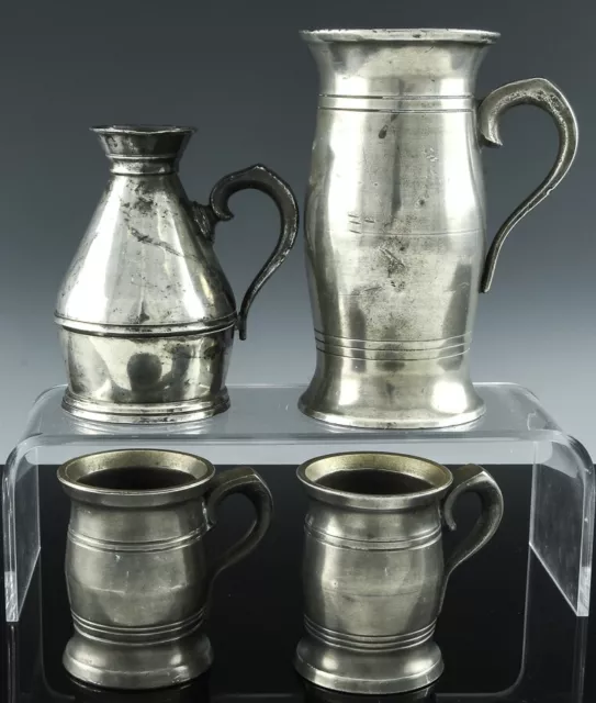 Estate Lot Of 4 Georgian 18Th/19Th Century Haystack Measure Cups Tankards N/R