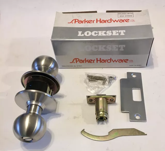 Parker B9160P32 Stainless Steel Lockset Ball Knob Privacy Set 2 3/4" Backset