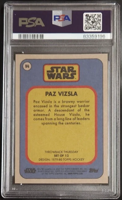 Paz Vizsla 2023 Topps Throwback Thursday Star Wars #94 PSA 10 GEM MT 2