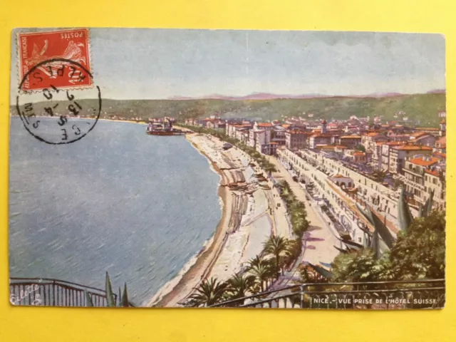 cpa Illustration Raphael TUCK NICE Alpes Maritimes VUE prise de L'HÔTEL SUISSE