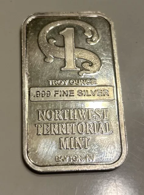 Northwest Territorial Mint 1 Troy OZ 999 Fine Silver Bar Nice BU