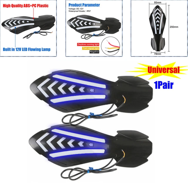 Motorcycle Hand Guard Dirt Bike Windshield Protection W/LED Turn Signal Light