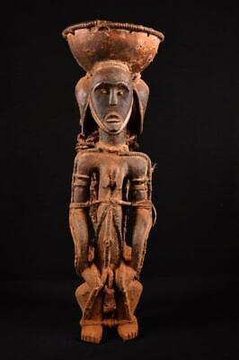 17732 African Authentic Fang Dreikopf Statue Gabon