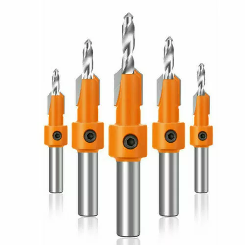 Holes Pilot Shank Bit 1/5PCS Woodworking HSS Set Countersink Screw Hex Drill