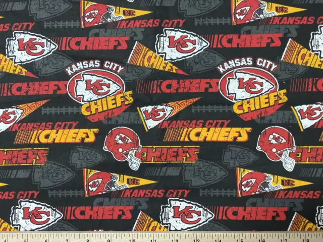 NFL KANSAS CITY CHIEFS KC Football Retro 1/4 Yard (9” x 44”) 100% Cotton Fabric