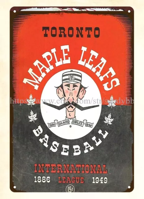 placa de metal arte pared 1949 béisbol Toronto Maple Leafs-Royals IL letrero de metal estaño