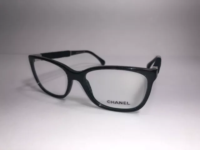 CHANEL Eyeglass Frame 3262 c. 1443 Black Sparkly Women Glass Velvet RARE $599