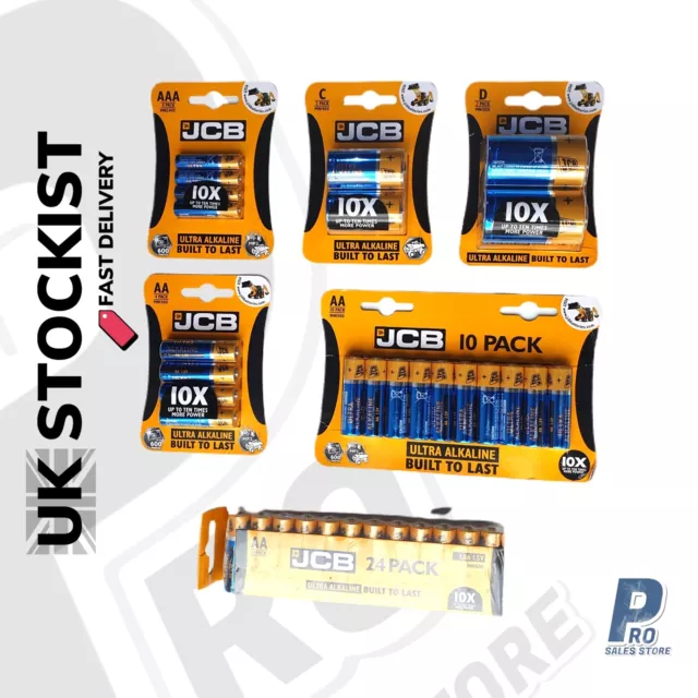 Jcb Ultra Alkaline Batteries Size Aa Aaa C D 4 6 10 16 24 Pack Size New !!!