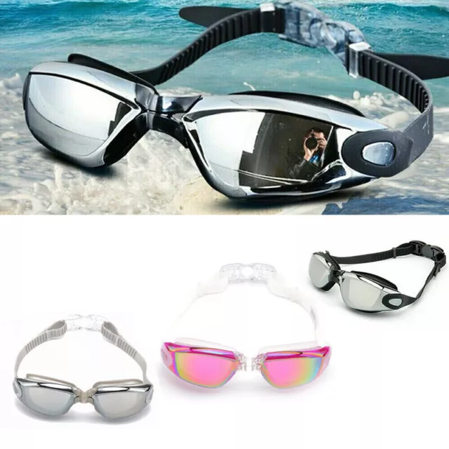 Adult Swimming Goggles Waterproof Anti-Fog Swim Glasses UV Shield Adjustable New 2