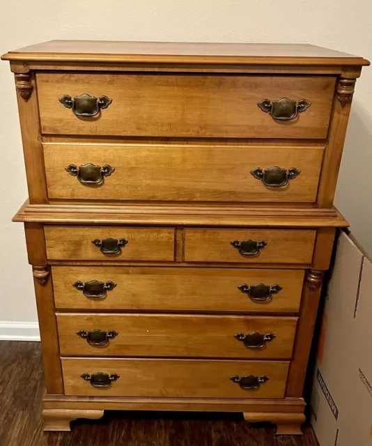 TELL CITY Solid Hard Rock Maple Colonial Early American-Chest & Dresser Set
