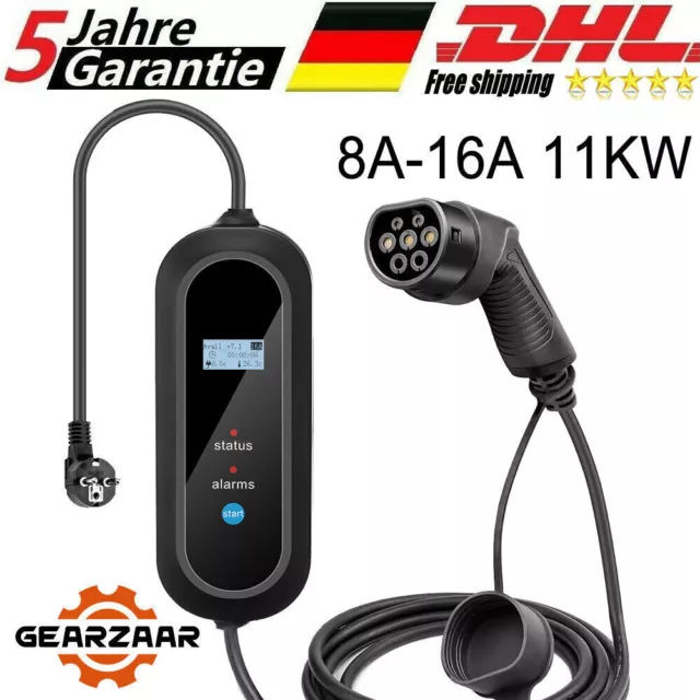 5m Typ2 Schnell EV Ladekabel Ladestecker Mode 2 16A 11KW Schuko für Elektroauto