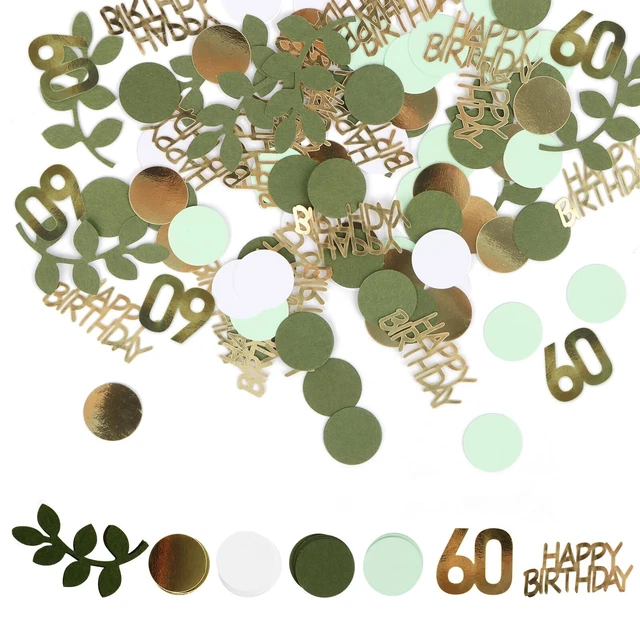 Lot 300 Confettis 100 Ans - Grande Décoration Table Anniversaire Vert Or Blanc
