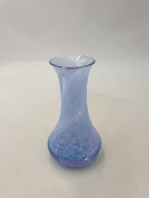 Caithness Scotland Crystal Glass Posy Bud Vase White Speckled Swirls Lilac Mauve