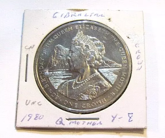 Gibraltar 1980 1 Crown unc Coin Queen Mother