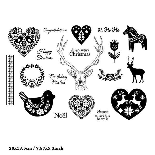 Christmas Deer Silicone Clear Stamp for Scrapbooking Embossing Card Album Craft