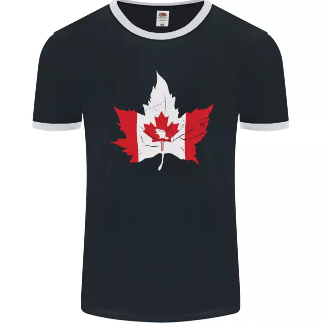 Canadiense Arce Hoja Bandera Canadá Castor Hombre Ringer Camiseta Fotl