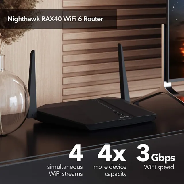Netgear Nighthawk RAX40 router dual-band Wi-Fi 6 4 flussi gioco internet veloce 6