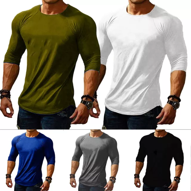 Hommes Skinny Décontracté T-Shirt Gym Fitness Musculation Workout Haut Cour *