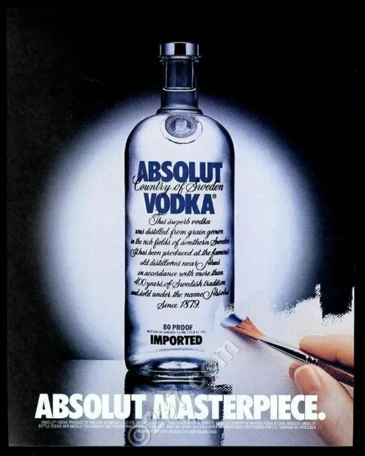 1998 Absolut Masterpiece vodka bottle painting photo vintage print ad