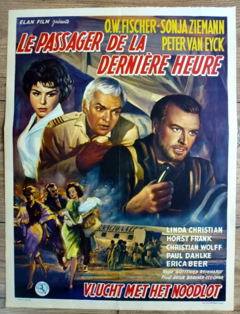 belgian poster ABSCHIED VON DEN WOLKEN, O.W. FISCHER, PETER VAN EYCK, AVION