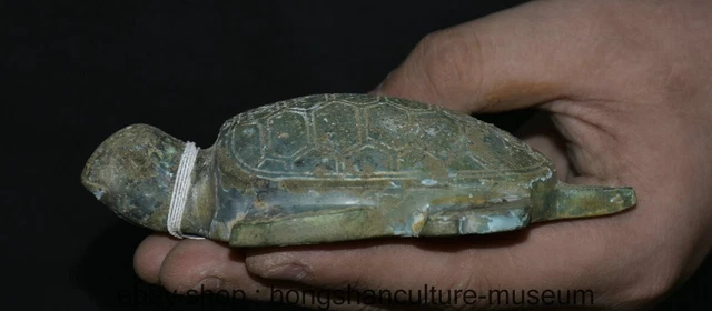 4.8 " Old Chinese Bronze ware Dynasty Fengshui Animal Turtle Statue