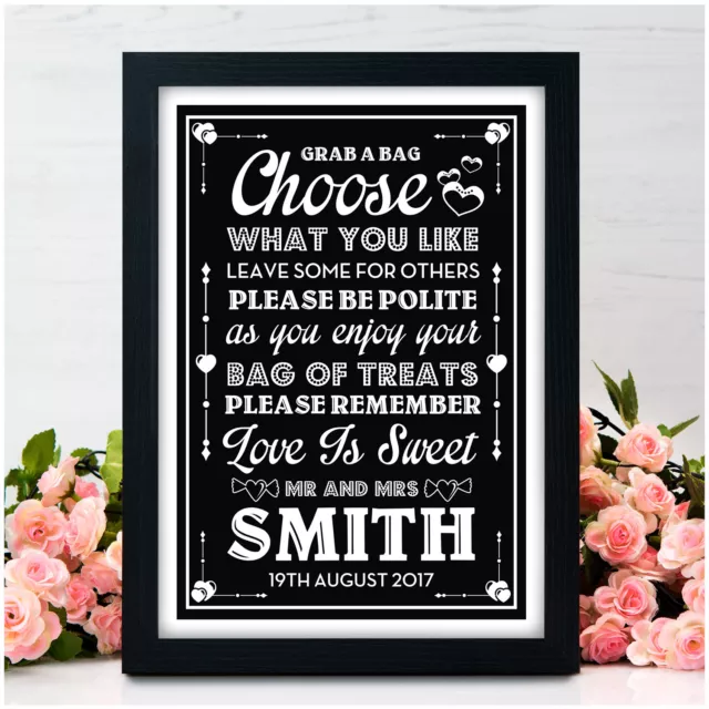 Sweet Table Buffet PERSONALISED Wedding Signs - Sweeties Candy Table Bar Signs